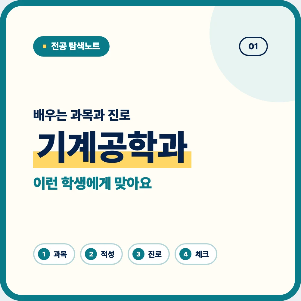 기계공학과 배우는 과목과 졸업 후 진로를 소개하는 대표 이미지