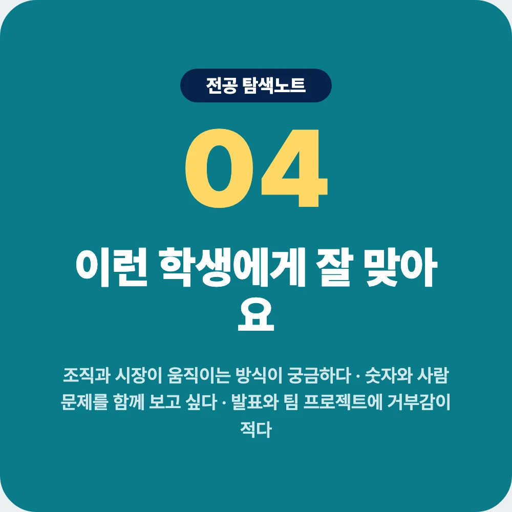 경영학과에 잘 맞는 학생 성향과 확인 활동 안내 이미지 경영학과에 잘 맞는 학생 성향과 확인 활동 안내 이미지