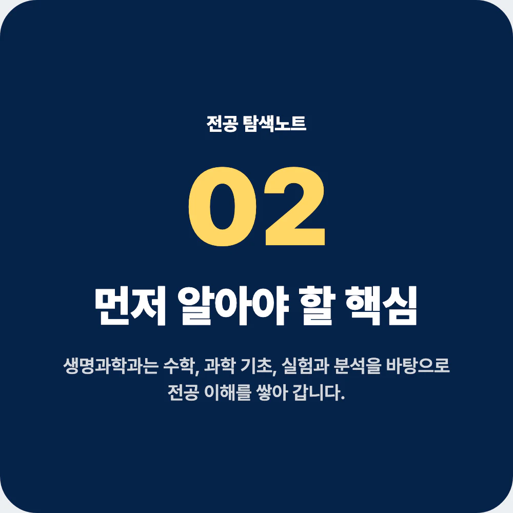 중고생이 생명과학과 지원 전 알아야 할 핵심을 정리한 이미지
