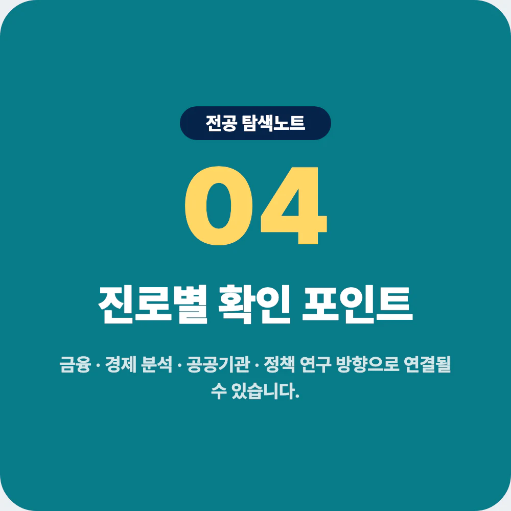 경제학과 졸업 후 금융 경제 분석 공공기관 정책 연구 진로 확인 이미지