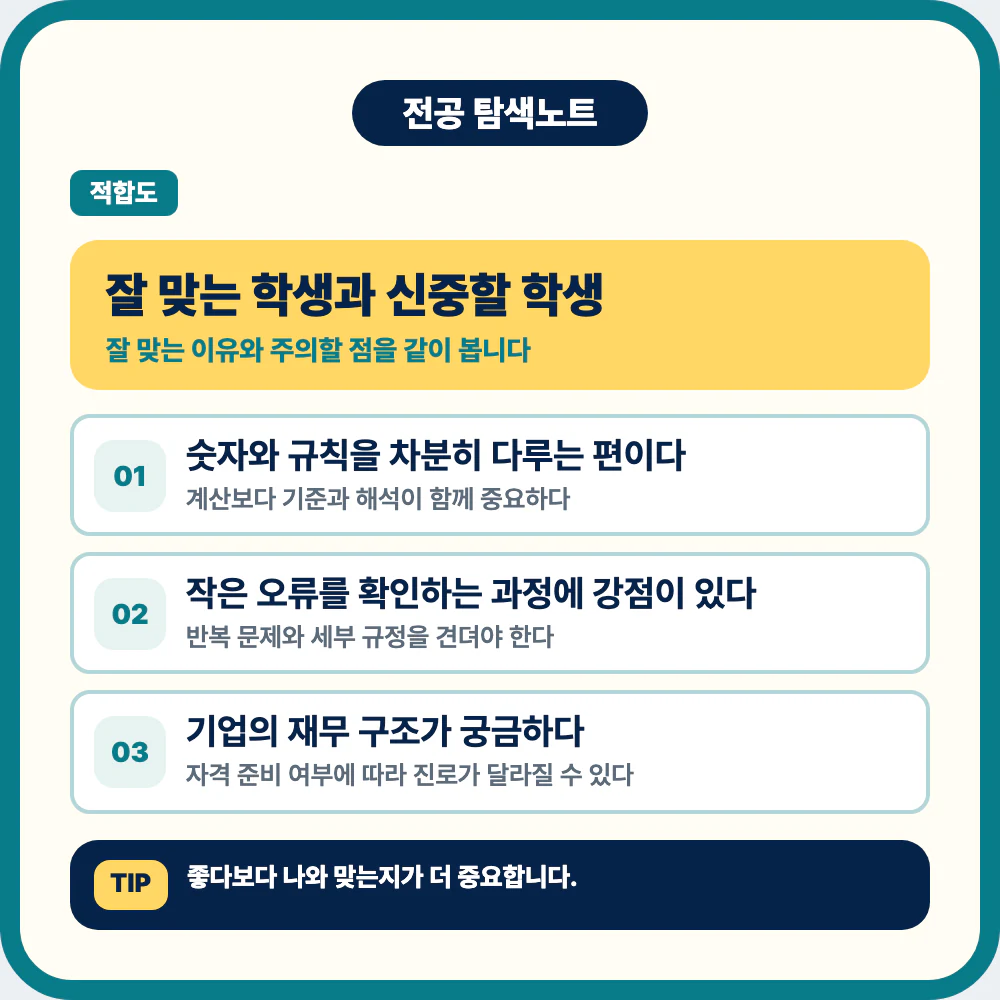 회계학과에 잘 맞는 학생 유형과 신중히 볼 점 이미지