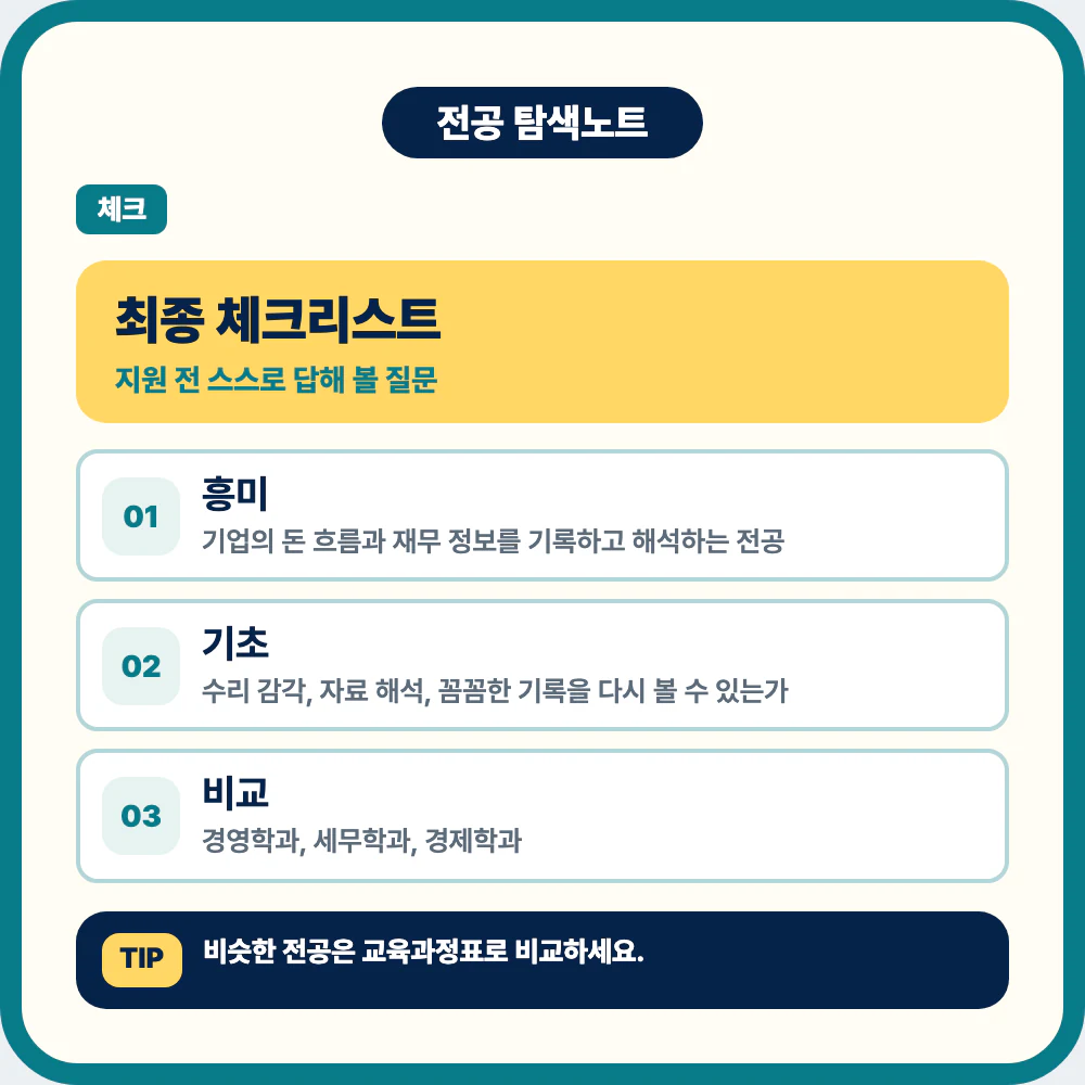 회계학과 지원 전 최종 체크리스트 이미지