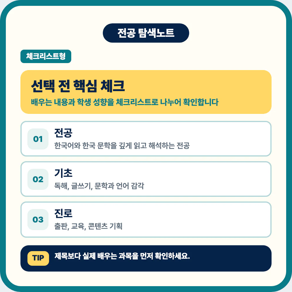 국어국문학과 선택 전 핵심 체크 항목 정리 이미지
