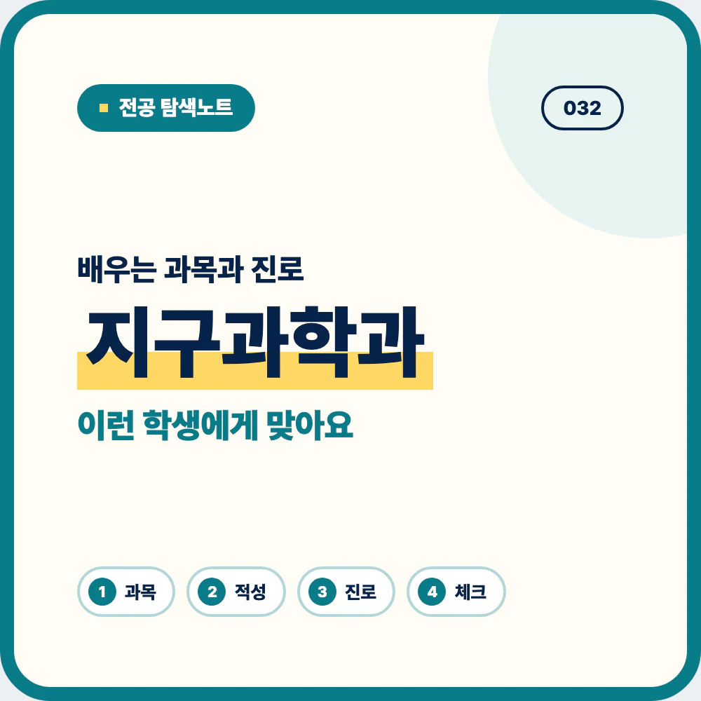 지구과학과 배우는 과목과 졸업 후 진로를 소개하는 대표 이미지