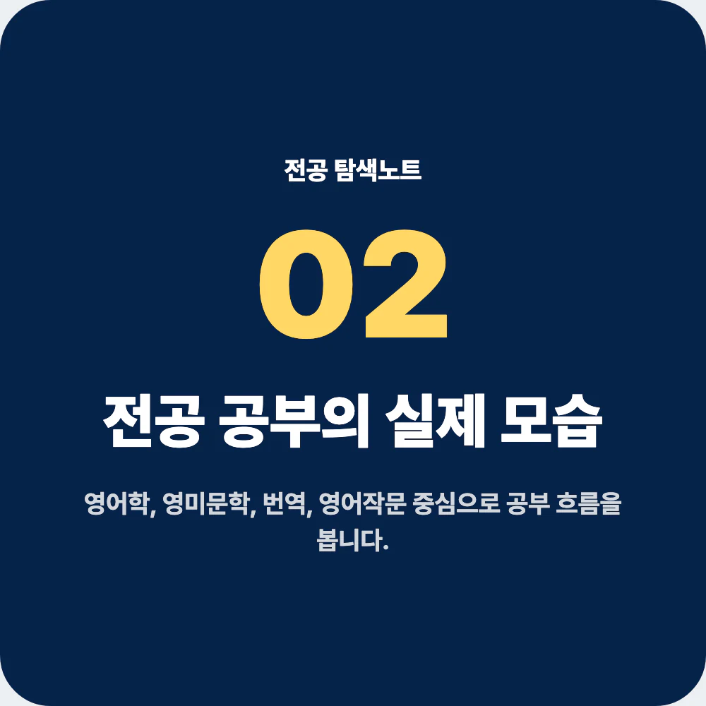 영어영문학과 전공 공부와 대표 과목 안내 이미지