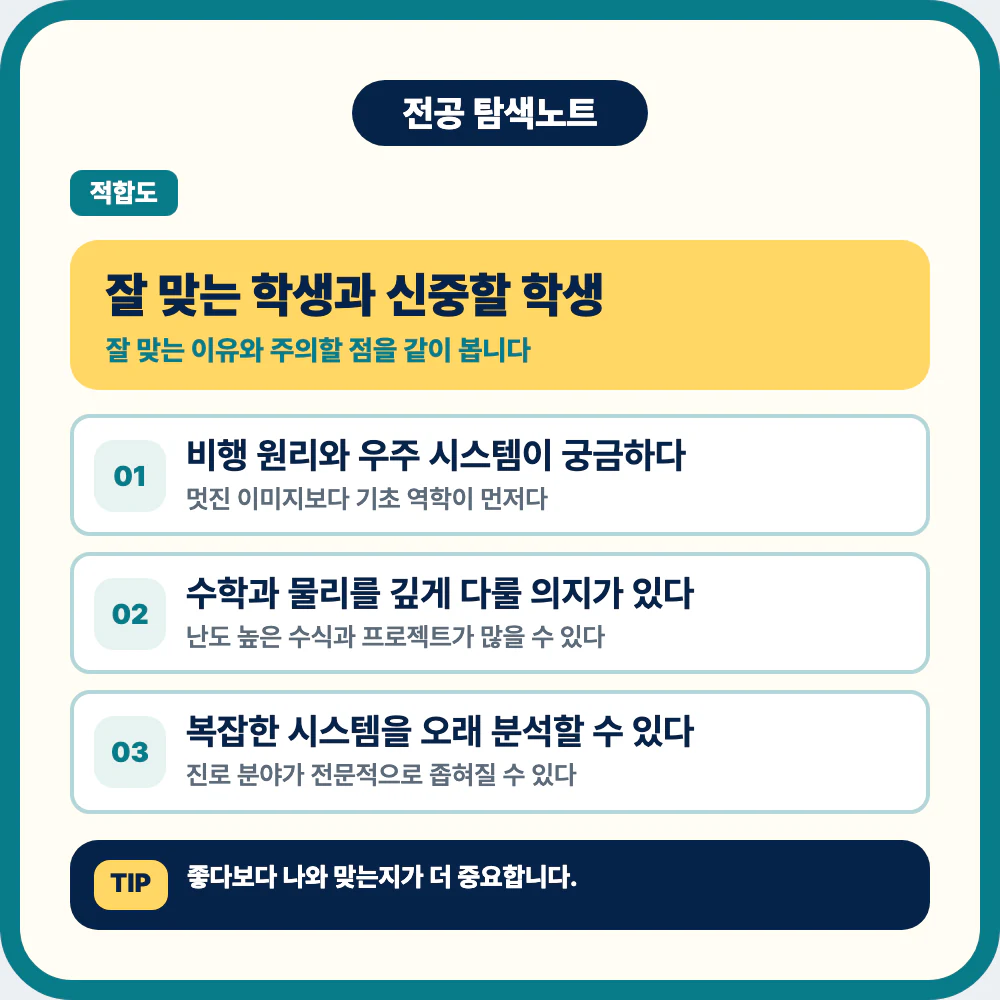 항공우주공학과에 잘 맞는 학생 유형과 주의할 점 이미지