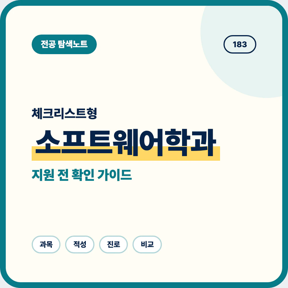 소프트웨어학과 선택 전 체크리스트와 배우는 내용 및 학생 유형 안내 이미지
