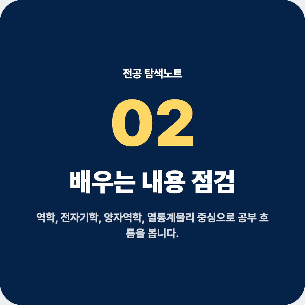 물리학과 배우는 내용과 역학 전자기학 양자역학 과목 점검 이미지