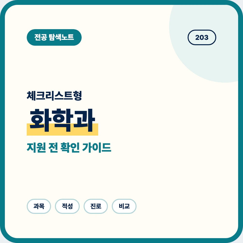 화학과 선택 전 체크리스트와 배우는 내용 및 맞는 학생 유형 안내 이미지