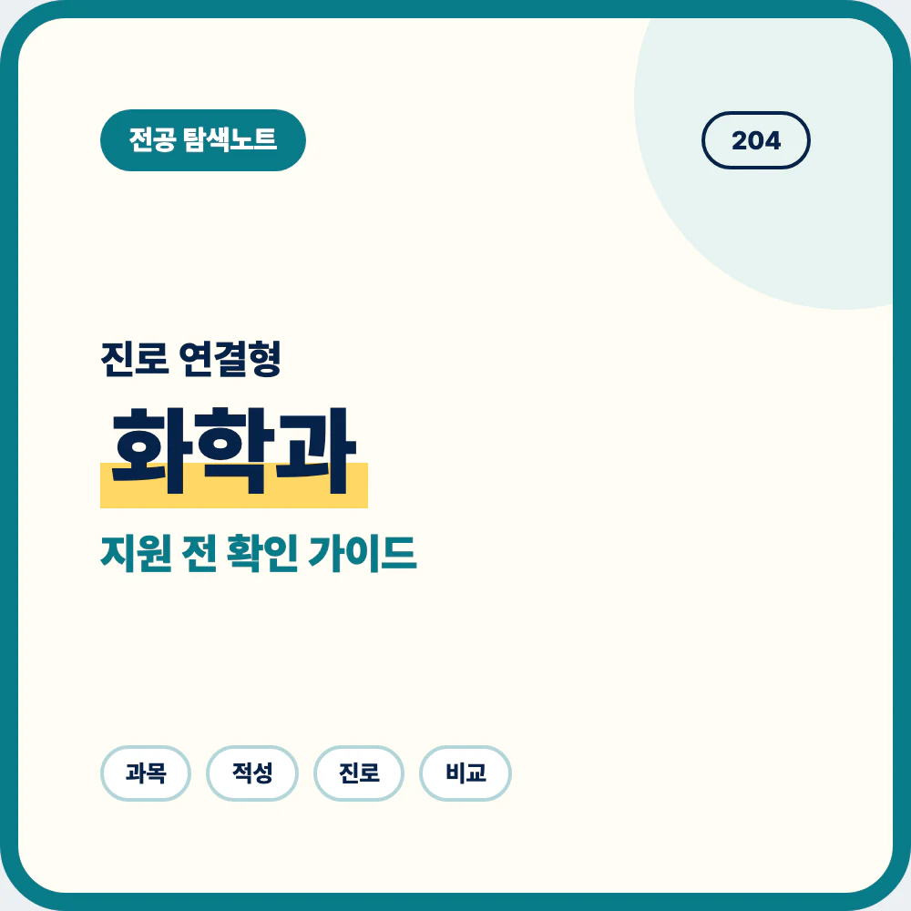 화학과 진로 방향과 필요한 역량을 정리한 고등학생 전공 선택 가이드 이미지