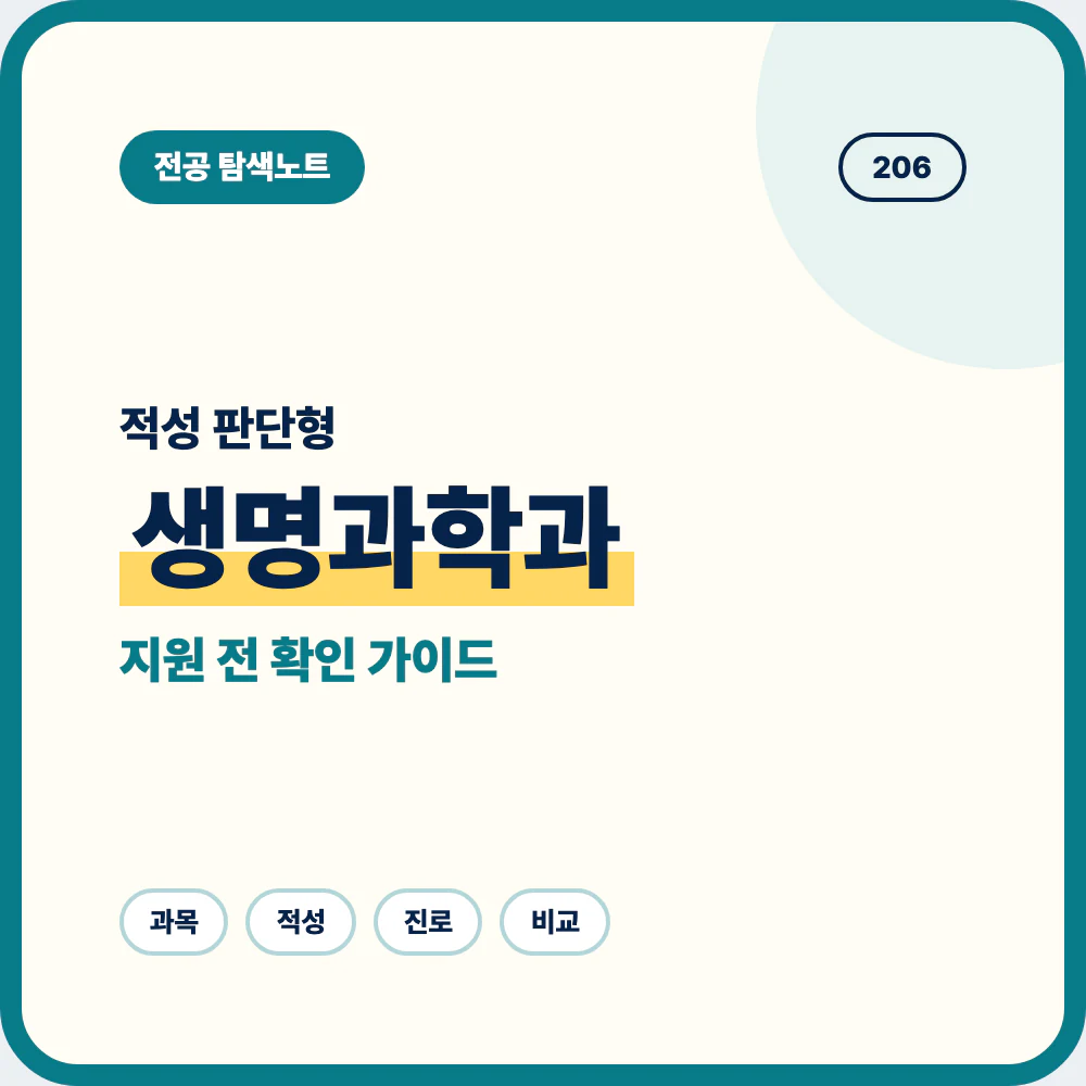 생명과학과 적성 진로 지원 전 확인 사항을 정리한 대표 이미지