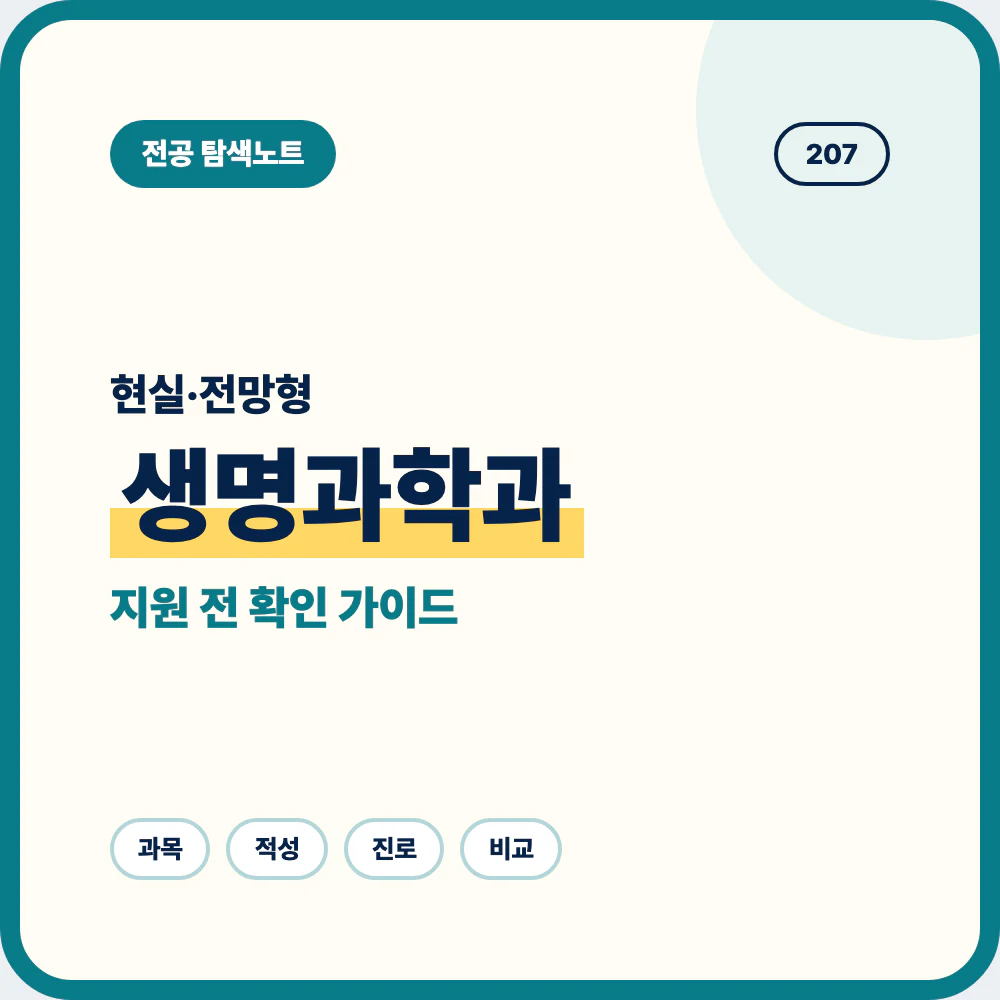 생명과학과 현실과 전망을 중고생이 이해하기 쉽게 정리한 전공 소개 이미지
