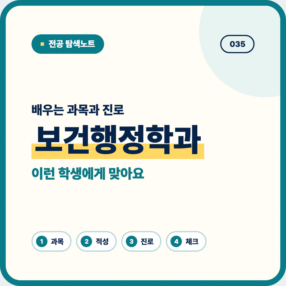 보건행정학과 배우는 과목과 졸업 후 진로 안내 이미지