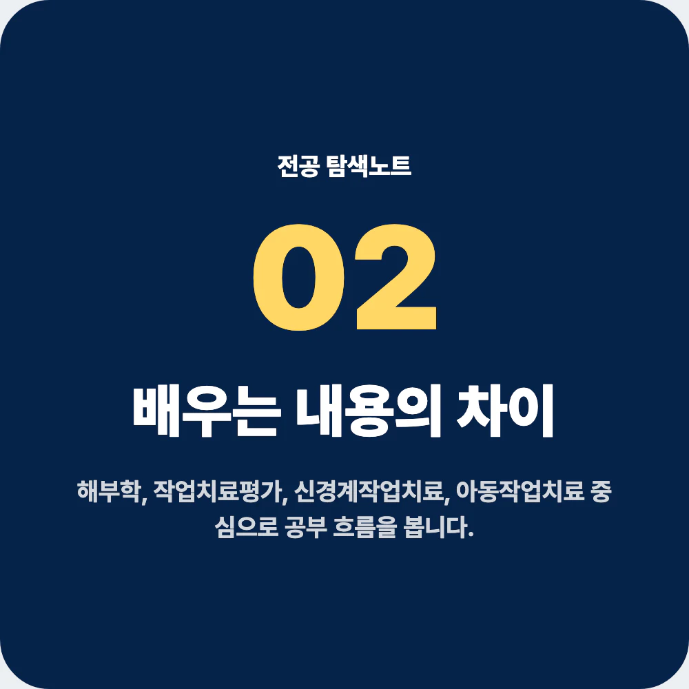 작업치료학과 배우는 과목과 교육과정 차이 설명 이미지