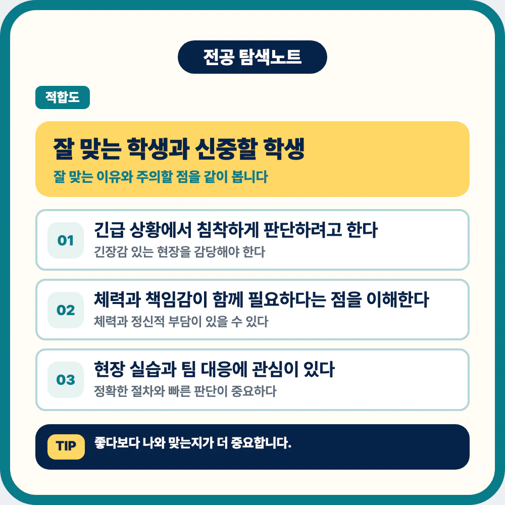 응급구조학과에 잘 맞는 학생 유형과 주의점 이미지