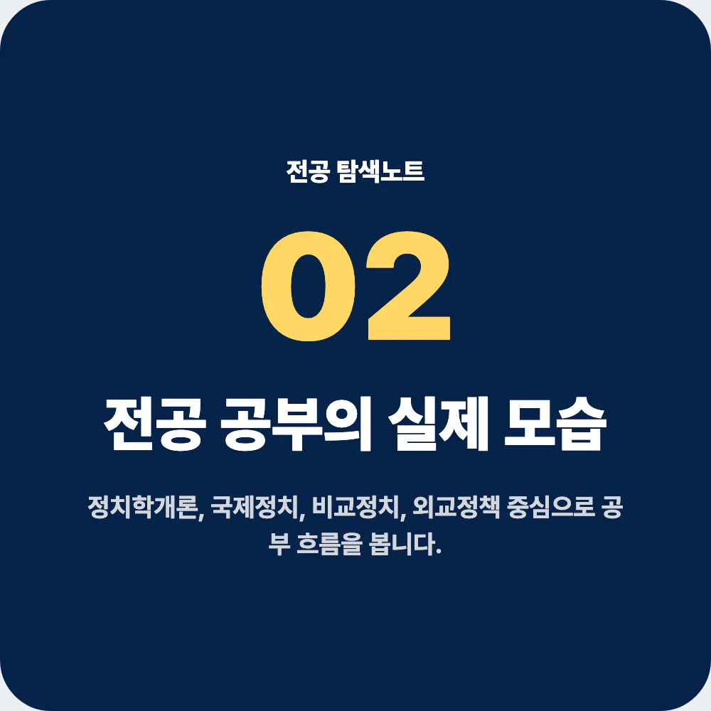 정치외교학과 전공 공부와 대표 과목 설명 이미지
