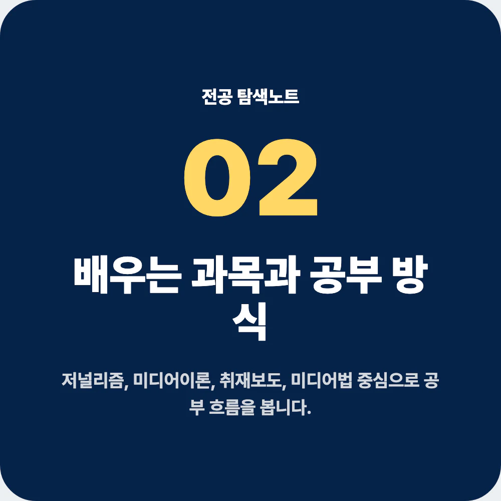 언론정보학과 대표 과목과 공부 방식 안내 이미지