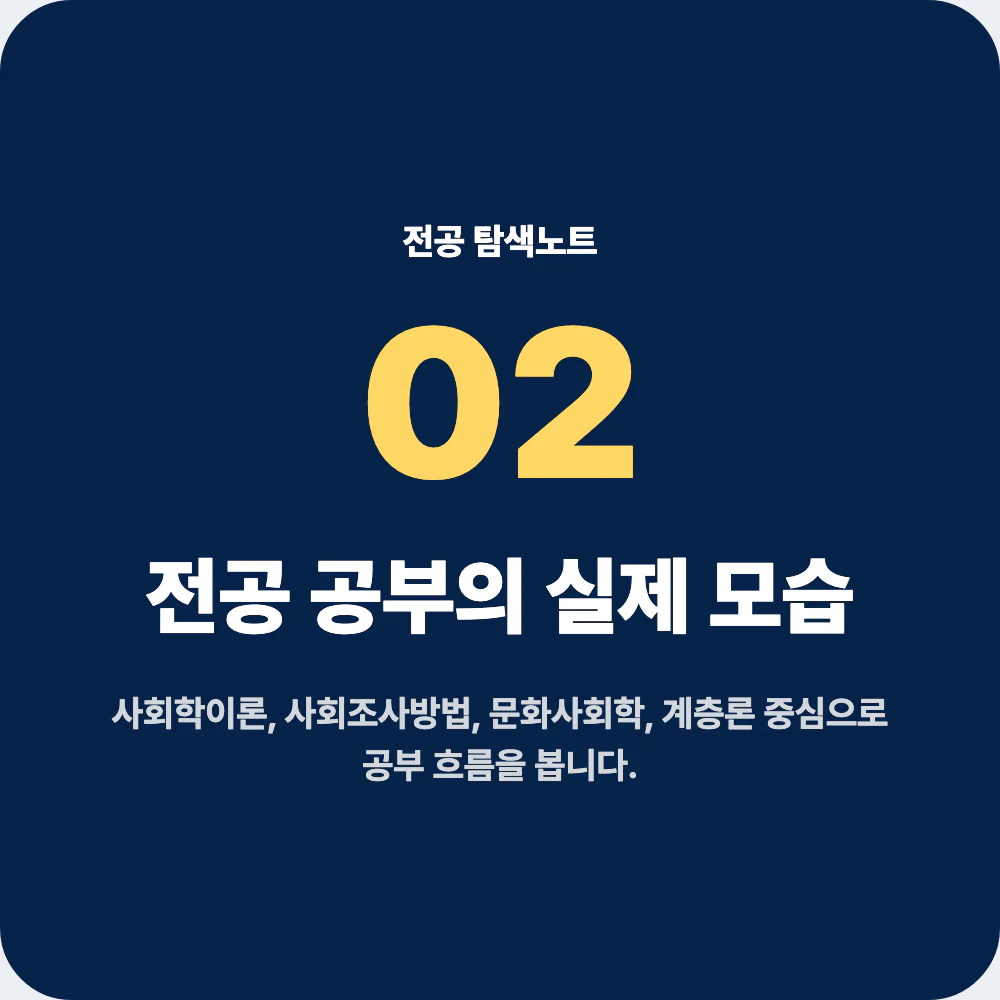 사회학과 전공 공부와 대표 과목을 설명하는 이미지