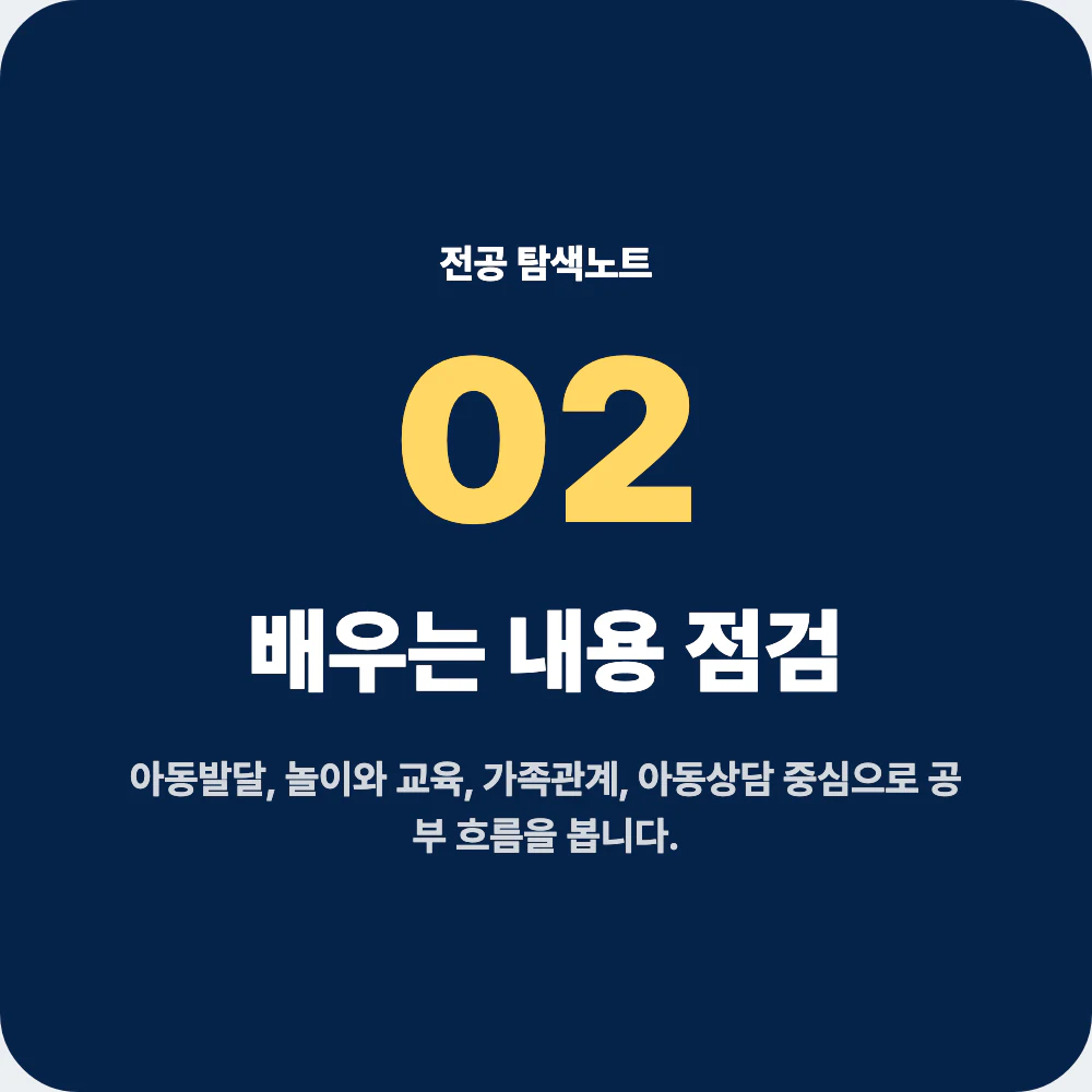 아동학과 배우는 내용과 아동발달 놀이와 교육 가족관계 아동상담 관찰실습 점검 이미지