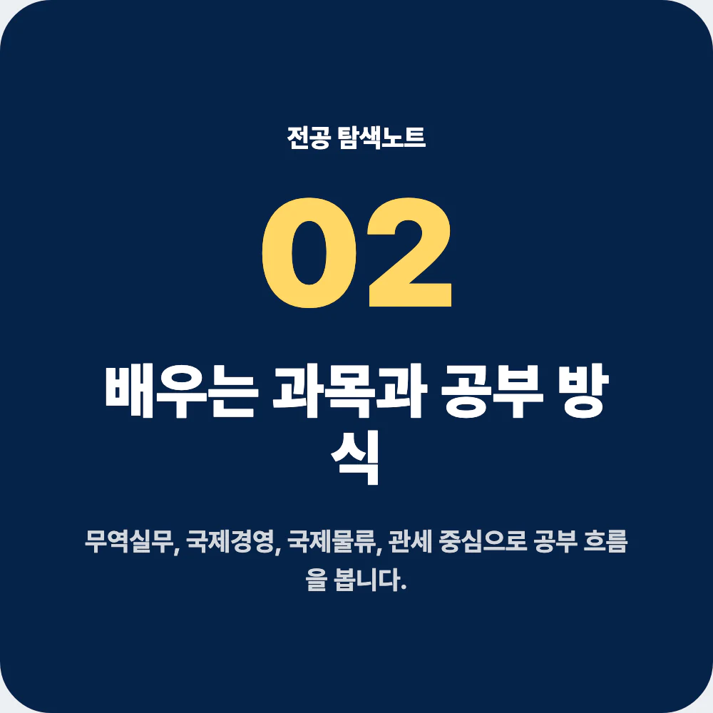 무역학과 과목과 공부 방식을 설명하는 교육과정 이미지