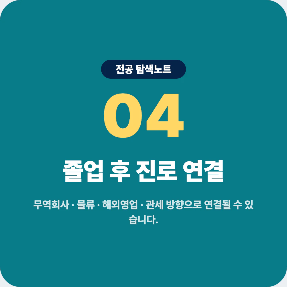 무역학과 졸업 후 무역회사 물류 해외영업 관세 진로 연결 이미지