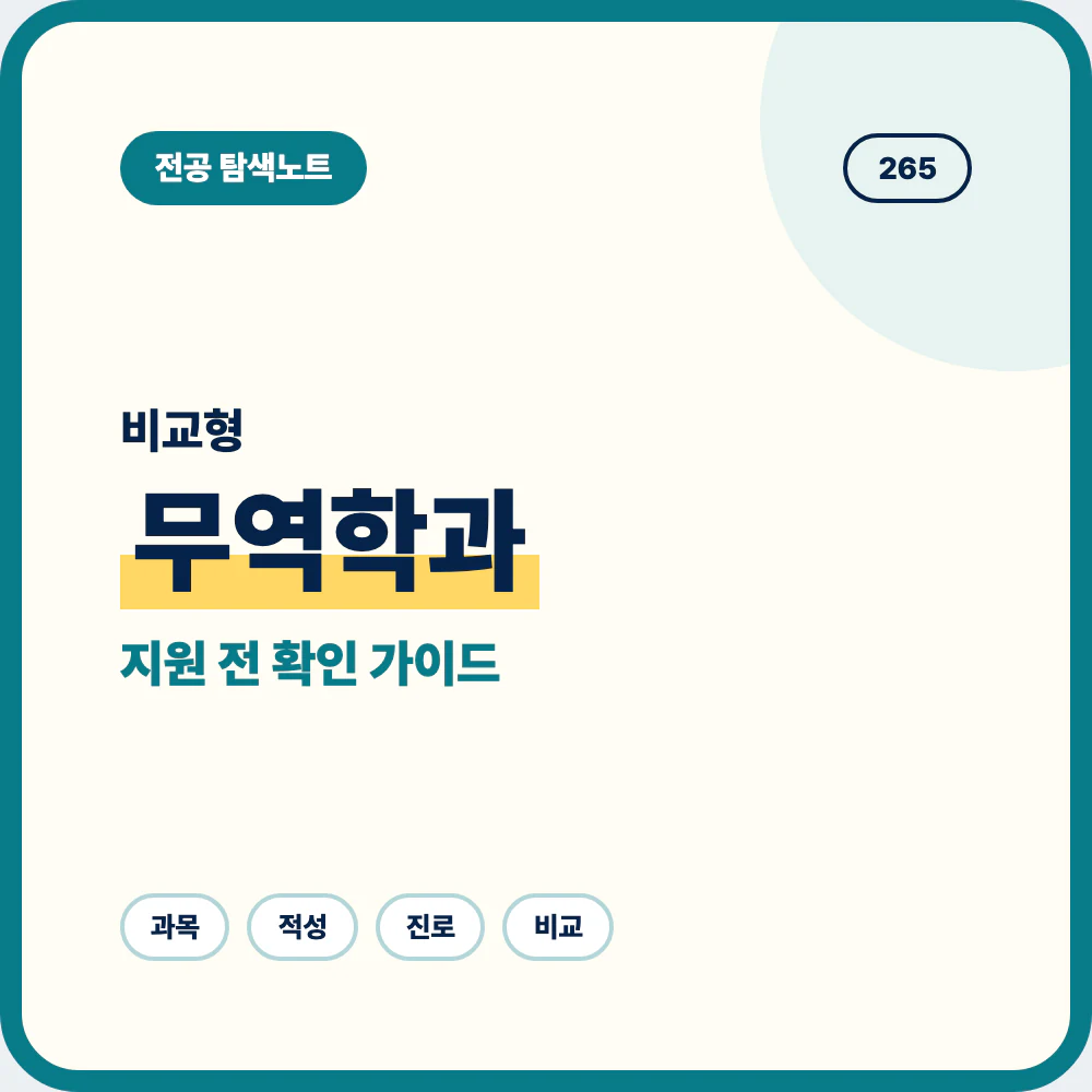 무역학과 비슷한 전공과 차이를 비교하는 지원 전 전공 선택 안내 이미지