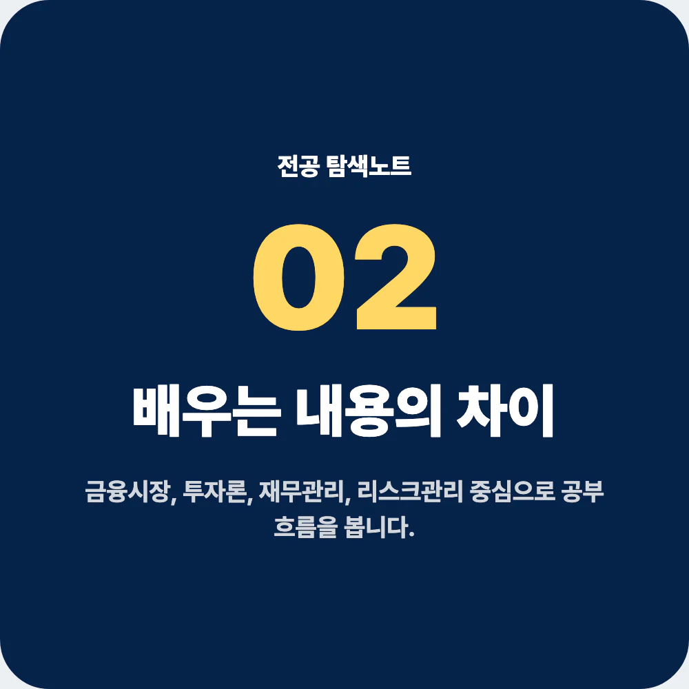금융학과에서 배우는 금융시장 투자론 재무관리 과목 차이 이미지