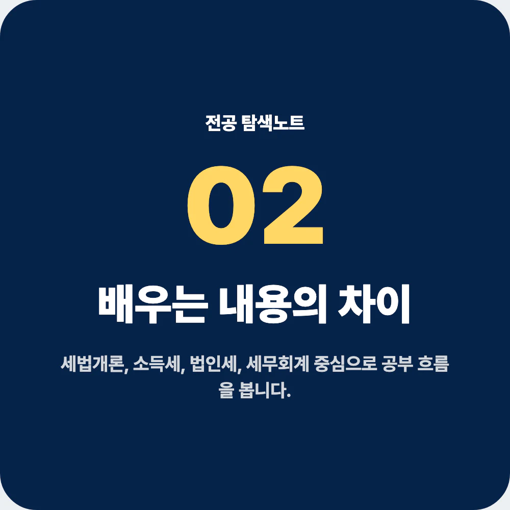 세무학과 세법개론 소득세 법인세 세무회계 과목 구성 이미지