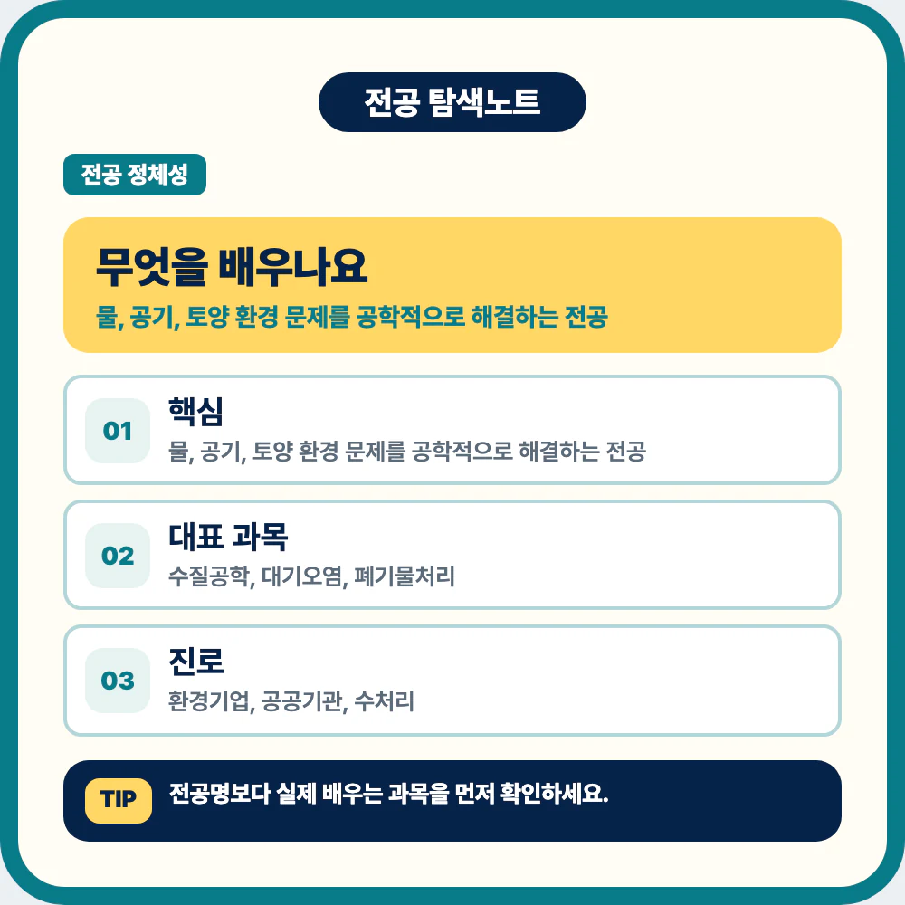 환경공학과에서 배우는 수질공학 대기오염 폐기물처리 과목 설명 이미지