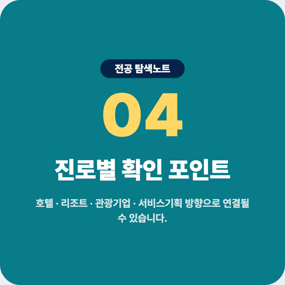 호텔경영학과 졸업 후 진로별 확인 포인트 이미지