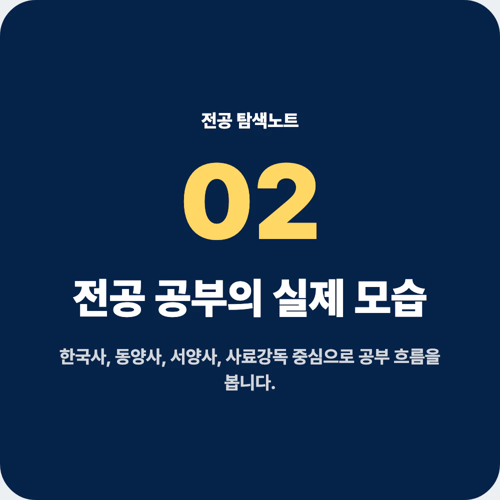 사학과 전공 공부와 대표 과목 설명 이미지