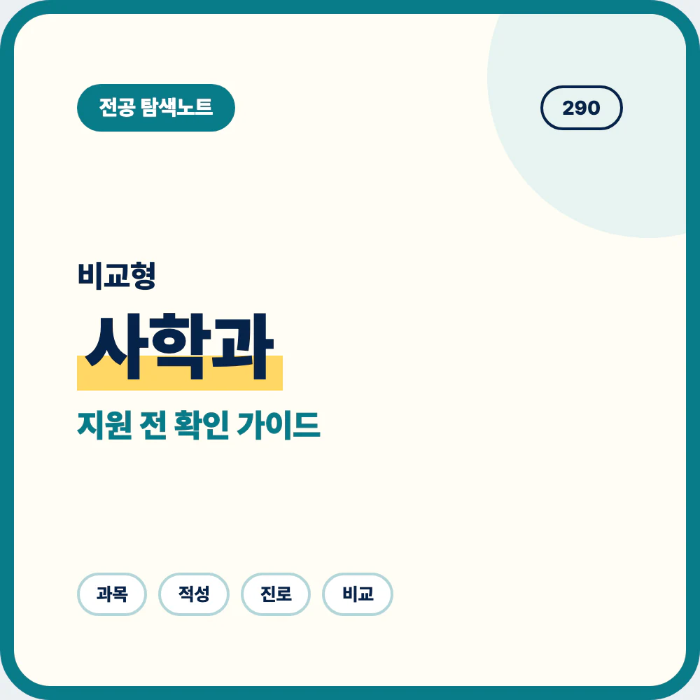 사학과 비슷한 전공과 차이를 비교하는 지원 전 전공 선택 안내 이미지
