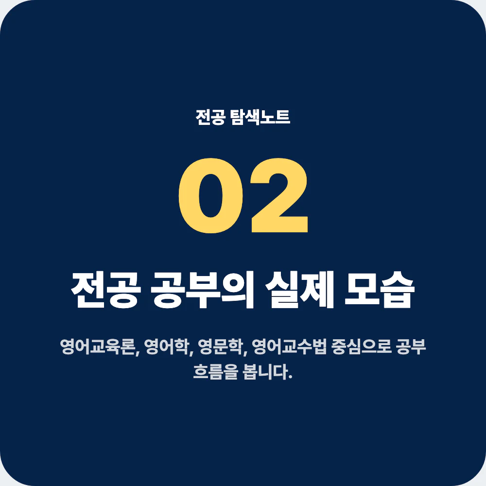 영어교육과 전공 공부와 대표 과목을 설명하는 이미지
