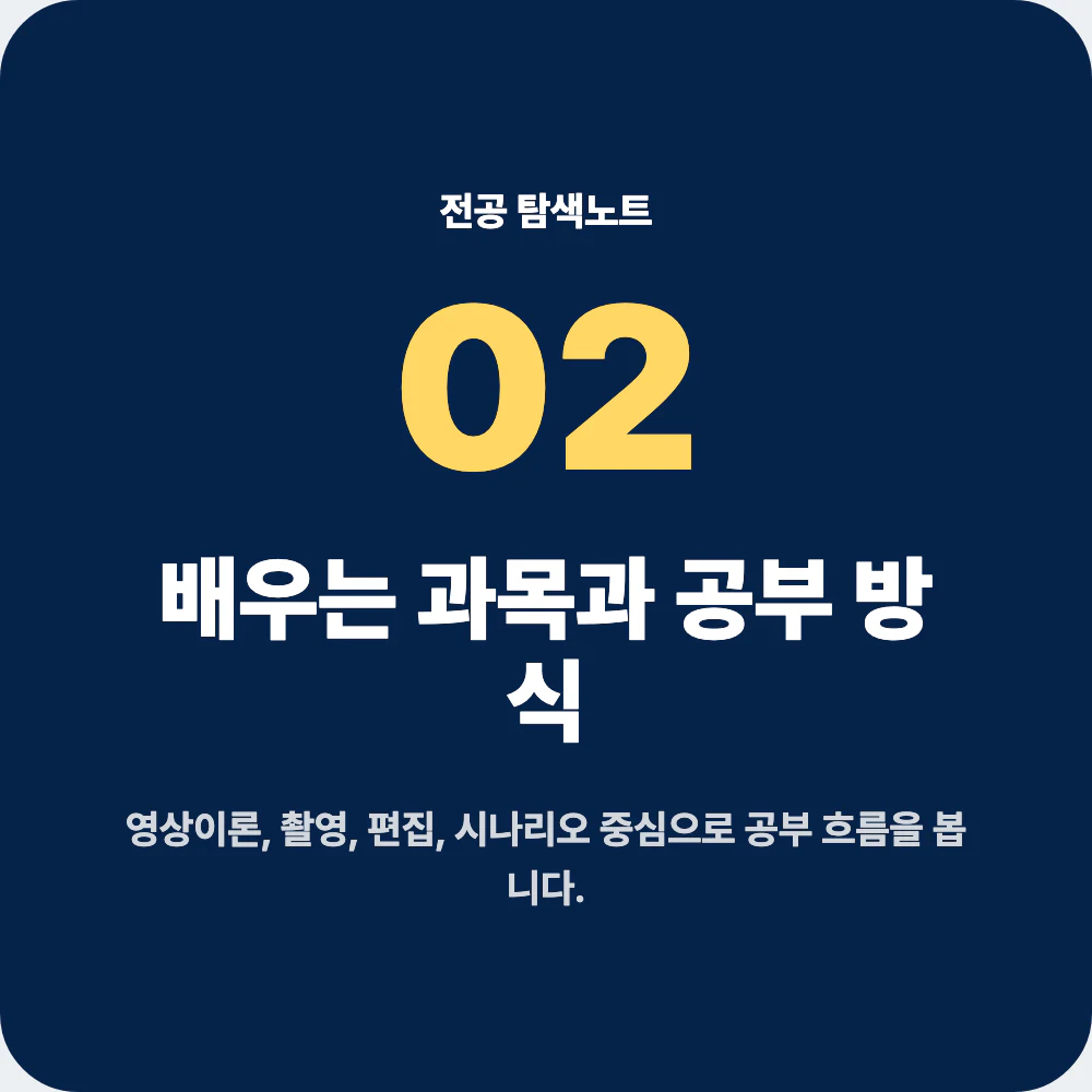 영상학과 배우는 과목과 공부 방식 설명 이미지
