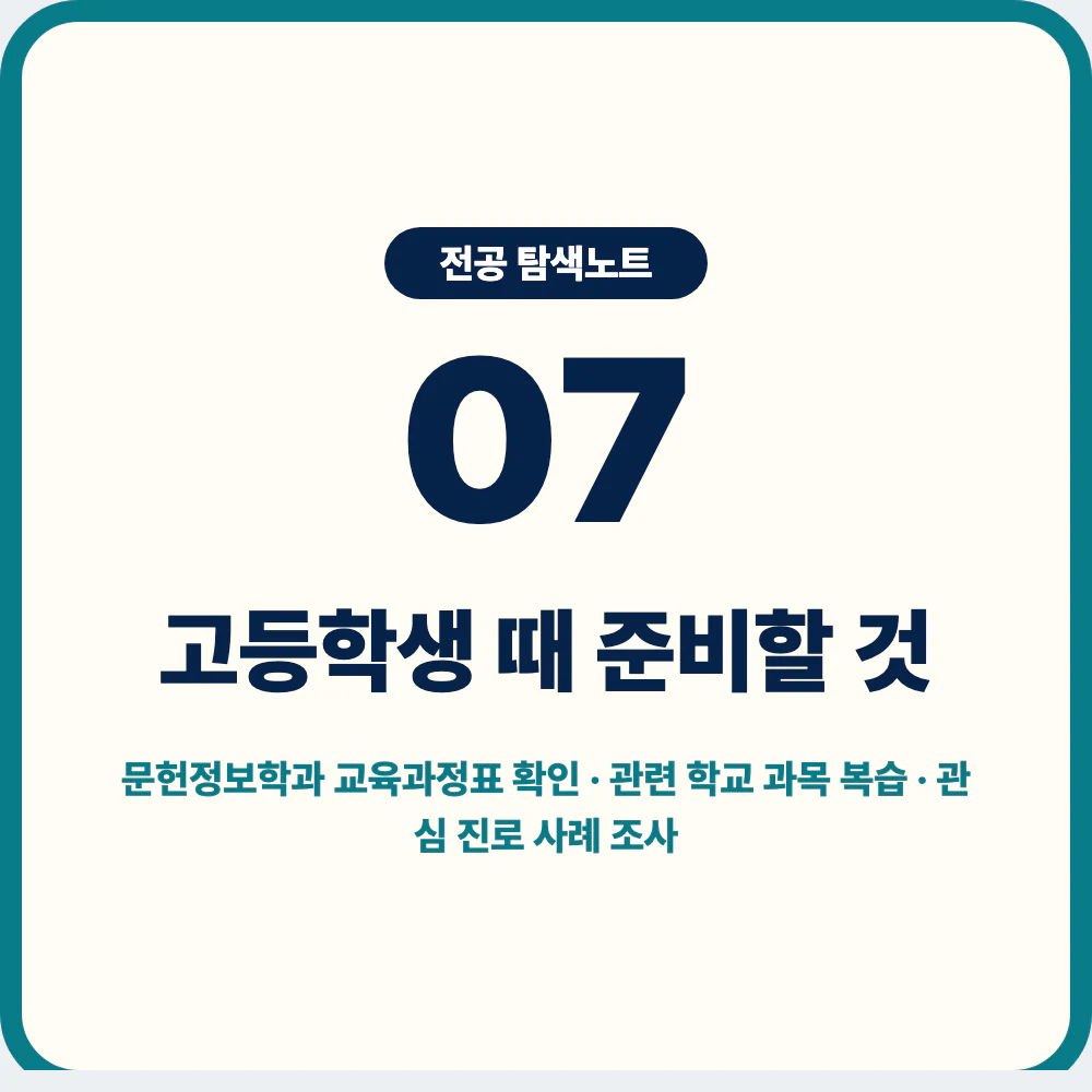 고등학생 문헌정보학과 준비 방법과 교육과정표 확인 이미지