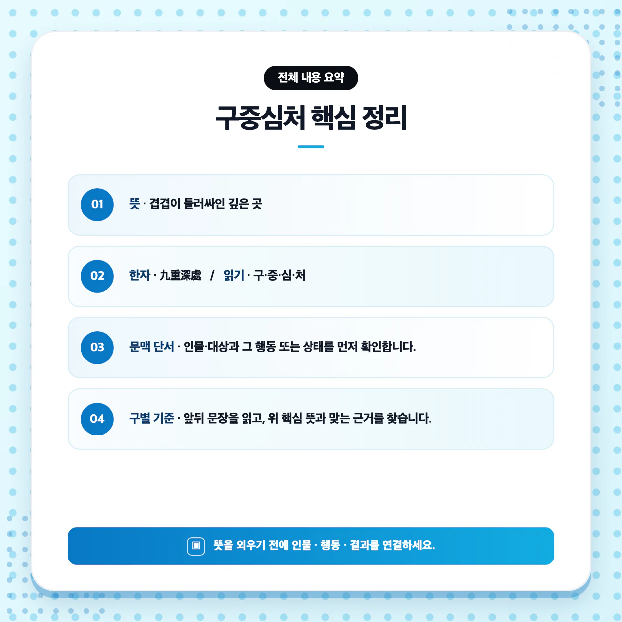 문학 지문 장면에 구중심처의 뜻 겹겹이 둘러싸인 깊은 곳을 대입하는 방법 이미지