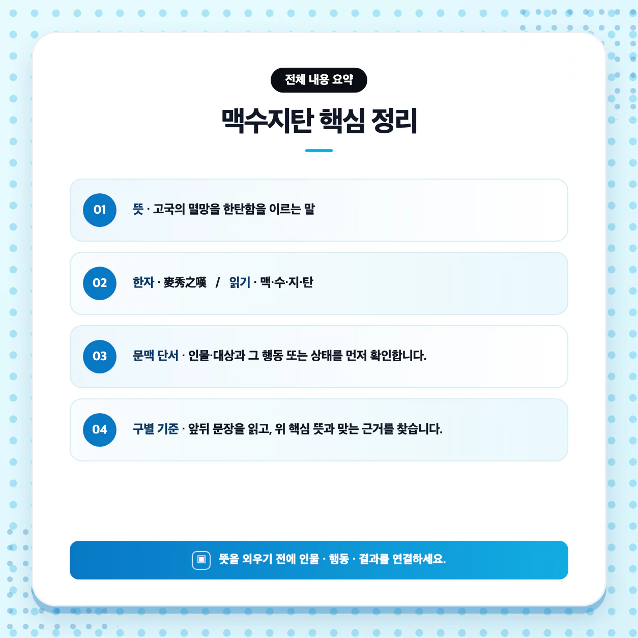 맥수지탄을 고전 문학 장면에 대입해 망국의 비애를 이해하는 학습 이미지