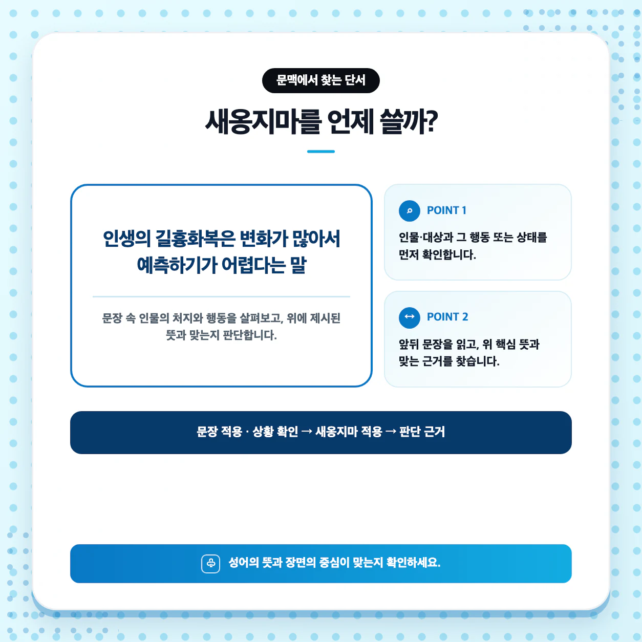 새옹지마를 활용해 문장을 만드는 국어 학습 이미지