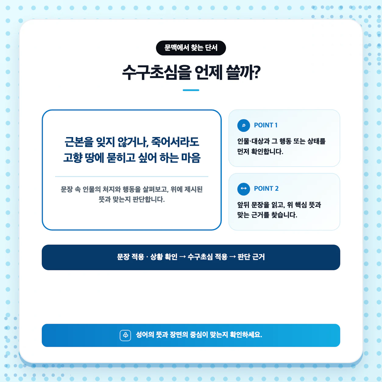 수구초심 예문 만들기와 首丘初心 한자 읽기 연습 이미지