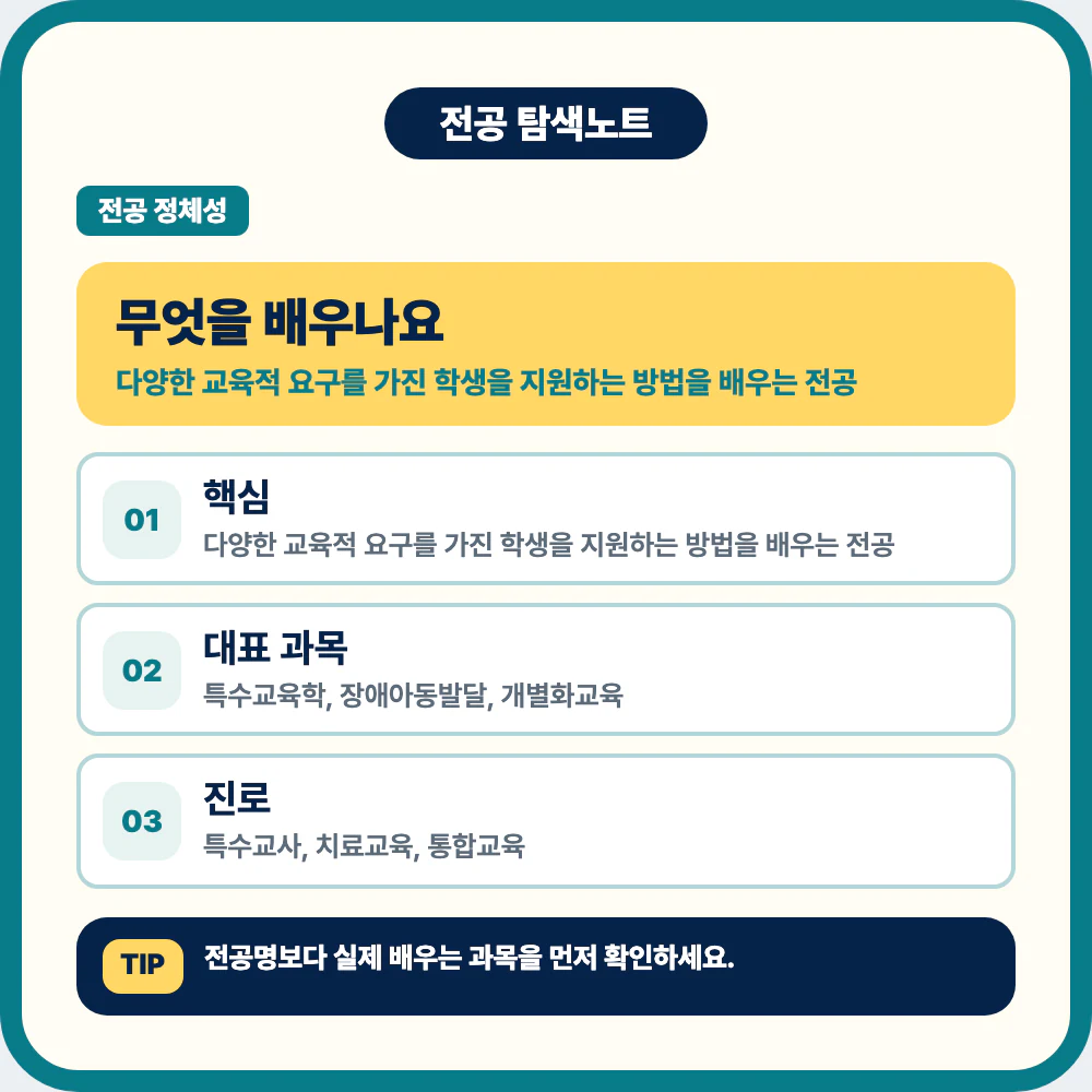 특수교육과 전공에서 배우는 특수교육학과 개별화교육 설명 이미지