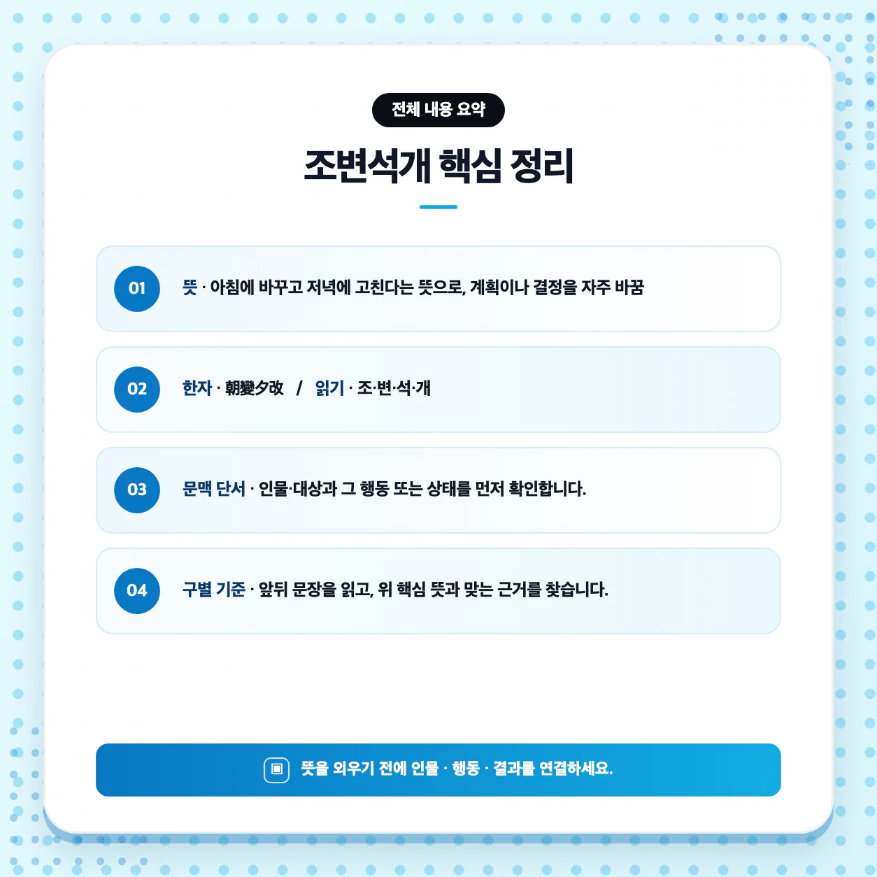 조변석개 뜻을 고전 문학 장면과 문맥에 대입하는 학습 이미지