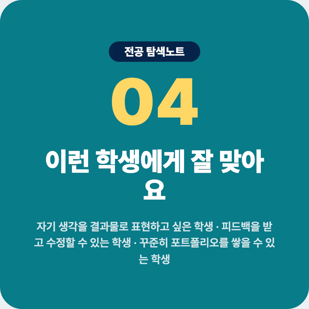 디자인학과에 잘 맞는 학생 성향을 설명하는 이미지