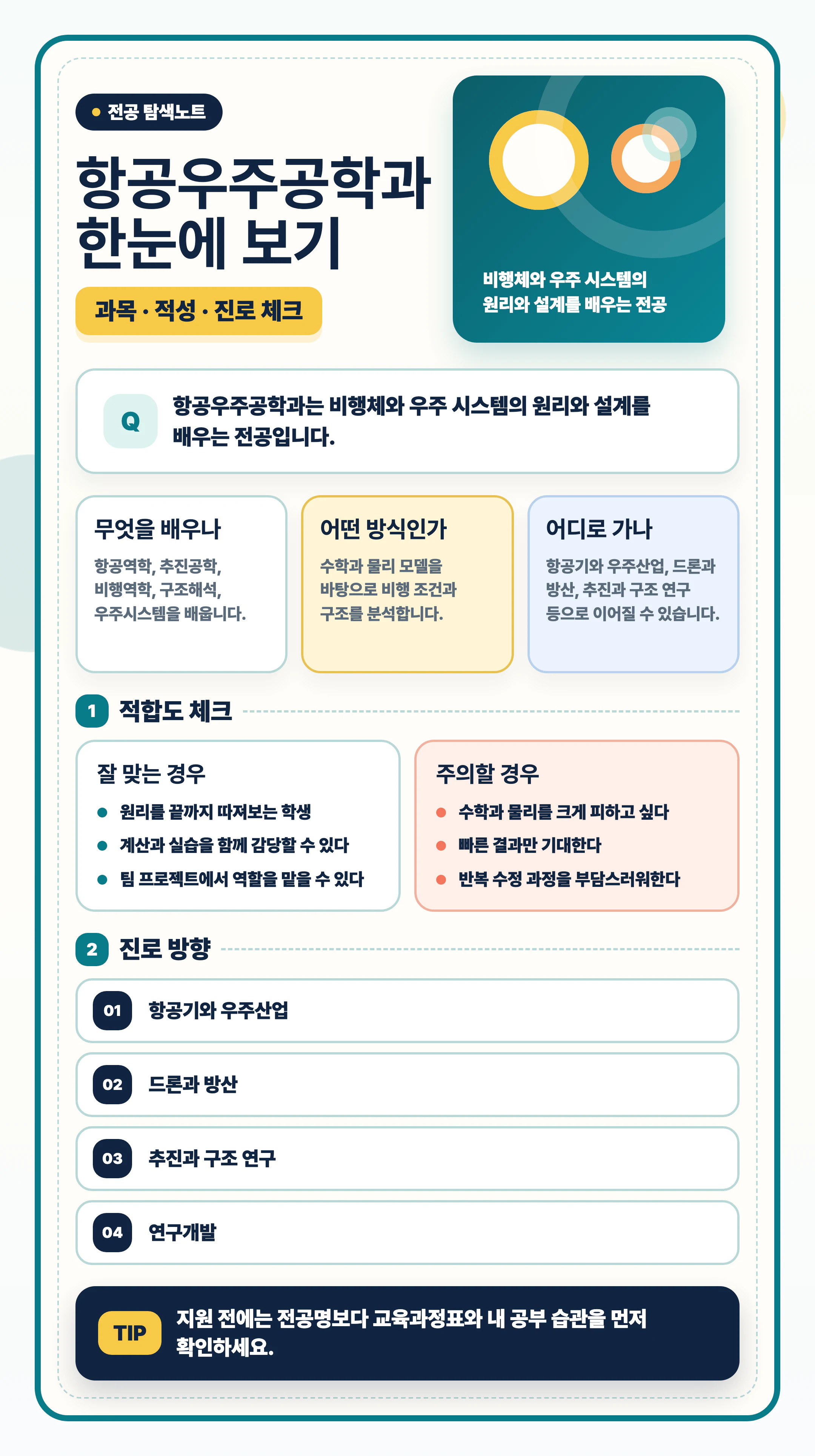 항공우주공학과 전공 선택 마무리 안내 이미지