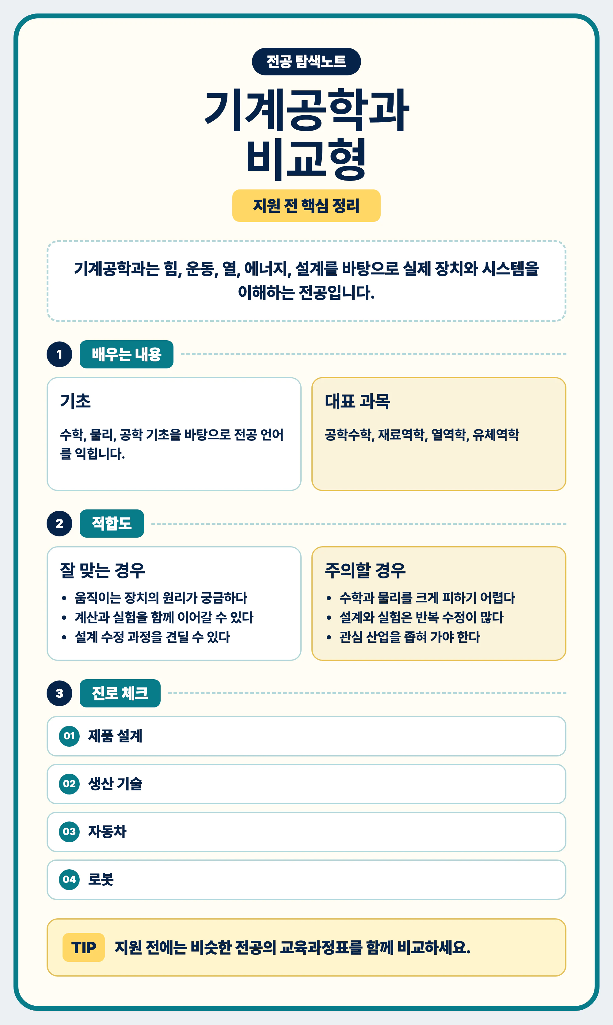 기계공학과 전공 선택 마무리와 교육과정표 비교 안내 이미지
