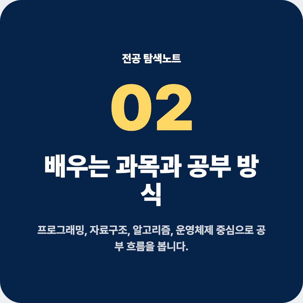 컴퓨터공학과 배우는 과목과 공부 방식 설명 이미지
