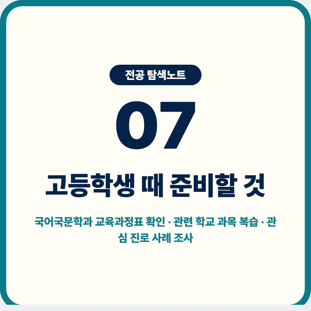 고등학생이 국어국문학과 지원 전 준비할 활동과 체크 포인트