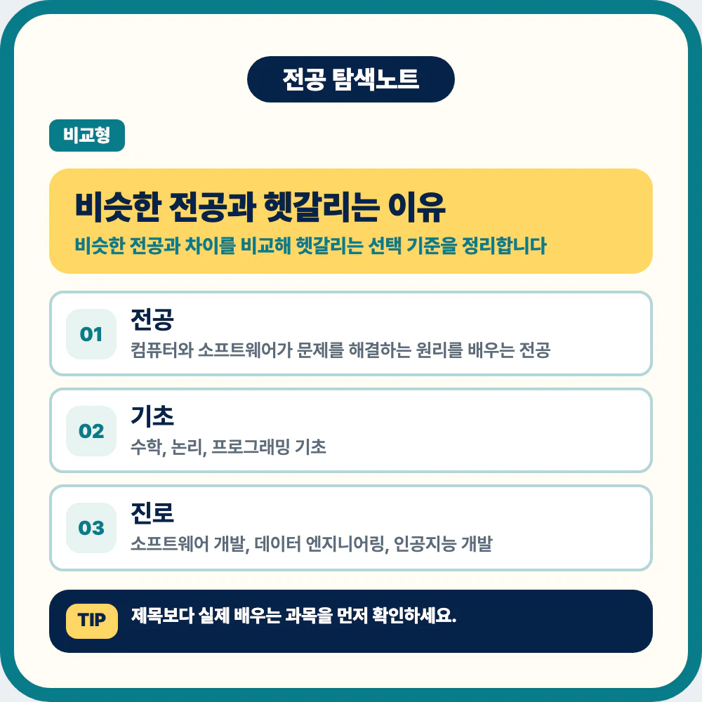 컴퓨터공학과 전공 정체성과 비슷한 전공을 헷갈리는 이유 설명 이미지