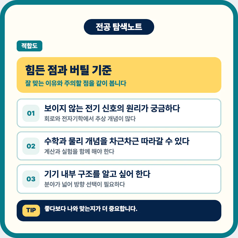 전기전자공학과 수학 물리 회로 기초와 전공 적응 기준 이미지