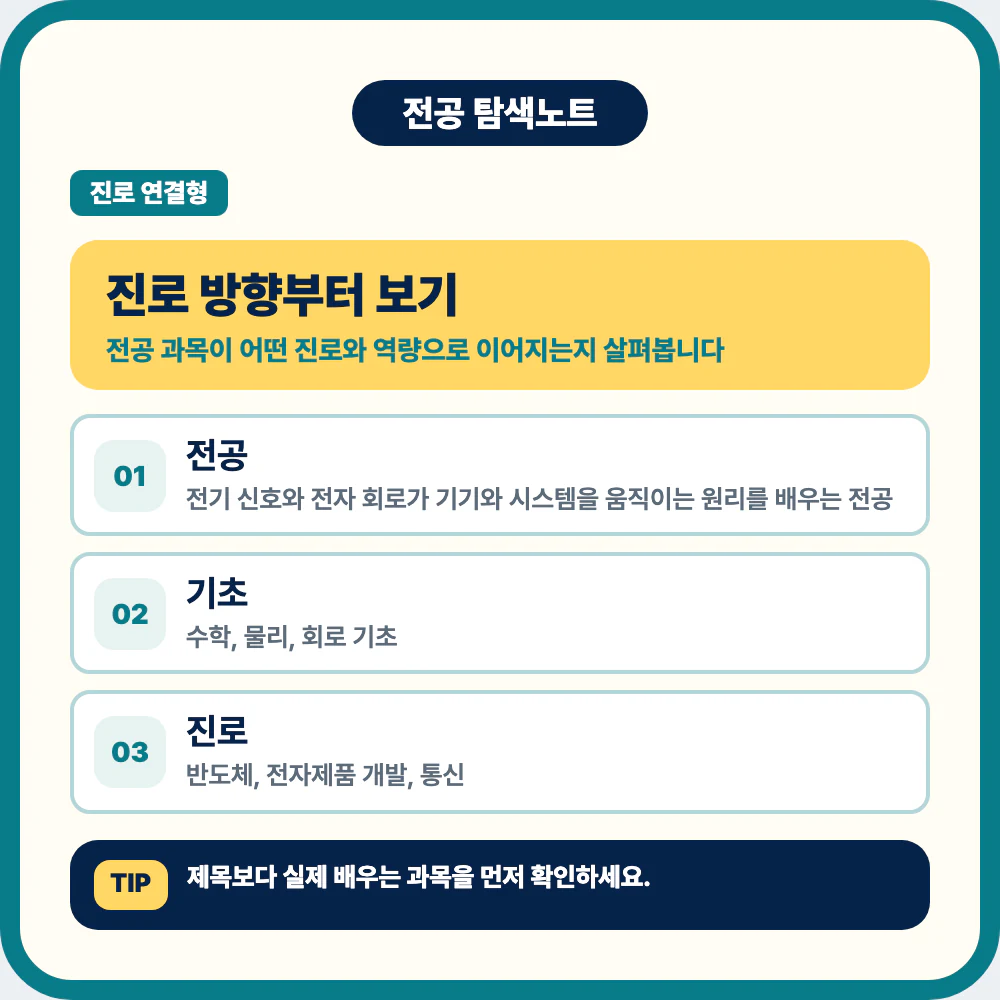 전기전자공학과 진로 방향과 전공 정체성을 설명하는 이미지