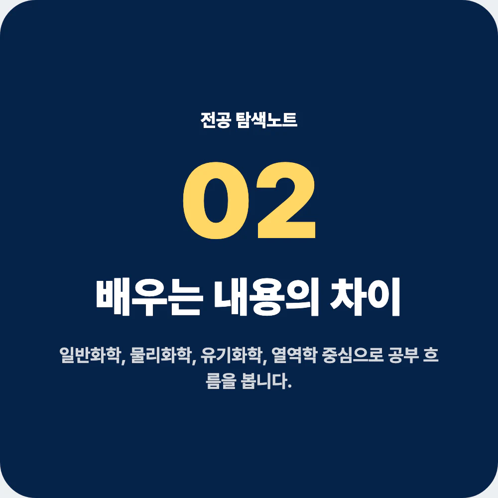 화학공학과 배우는 과목과 교육과정 차이 이미지